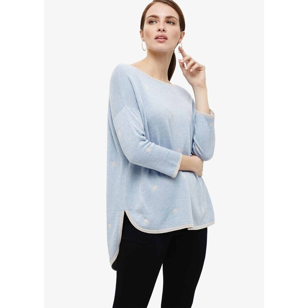 Phase Eight Women's Megg Star Jacquard Knitted Sweater In Bluebell Size M $149